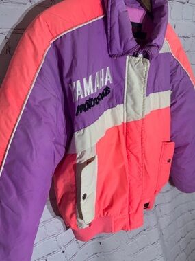 Yamaha Neon Pink & Purple Colorblock Puffer Jacket